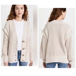 Revolve Pistola XS Oversized Beige Dove Cable Knit V-Neck Chunky Kira Cardigan